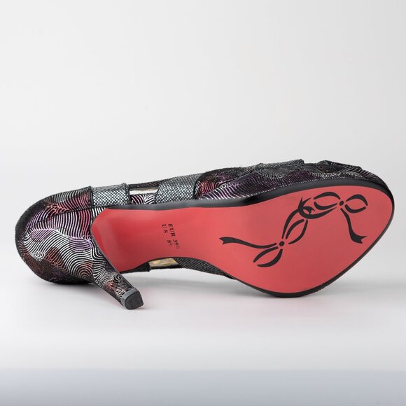 POETIC LICENSE VINTAGE REVIVAL Size 8.5 Black Metallic Heels - Picture 5 of 9